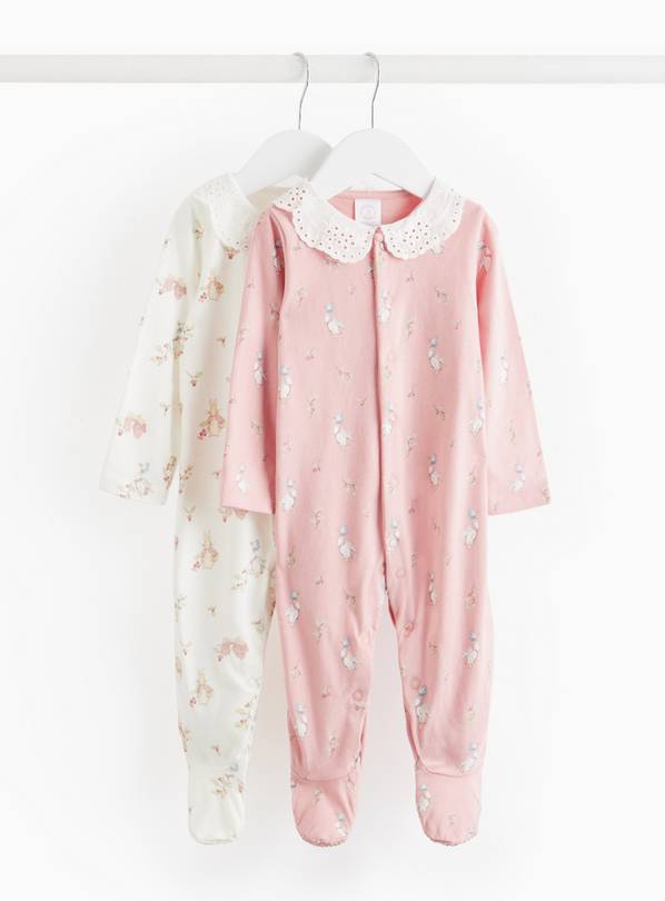 Peter Rabbit Frill Collar Printed Sleepsuit 2 Pack 6-9 months